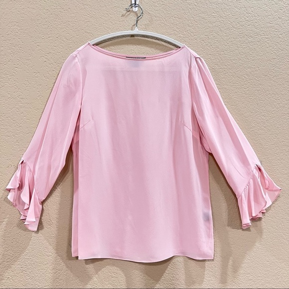 Lauren Ralph Lauren Tops - Lauren Ralph Lauren Womens Pink 100% Silk Blouse Long Flutter Sleeve Sz S Casual